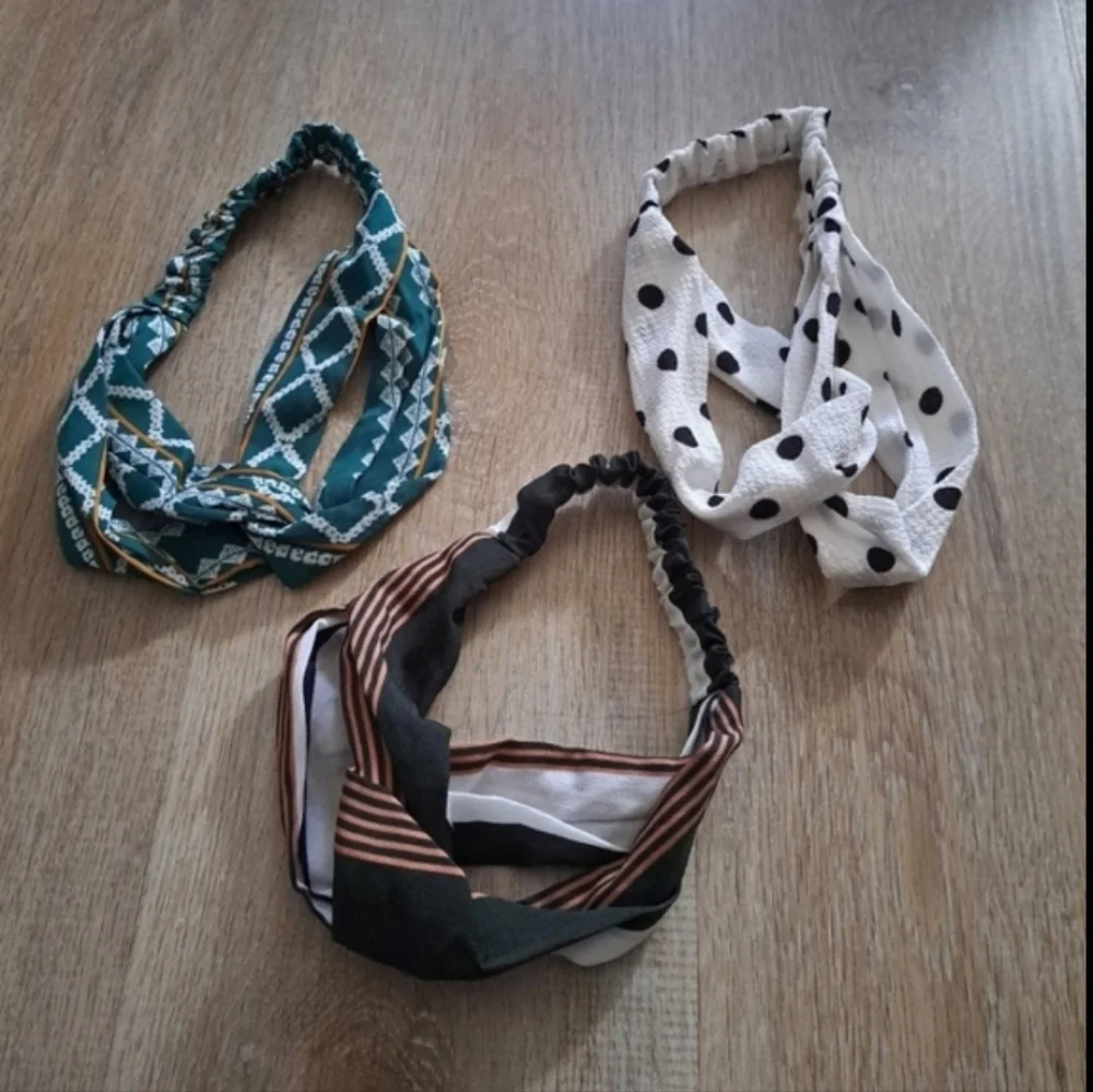 Lot of 3 Fabric Headbands Elastic Back NWOT